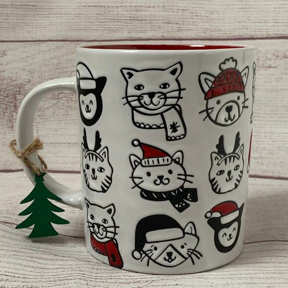 Prima Design Cat Coffee Mug Christmas Holiday Cup Kitty Cats Wearing Hats - Picture 1 of 9